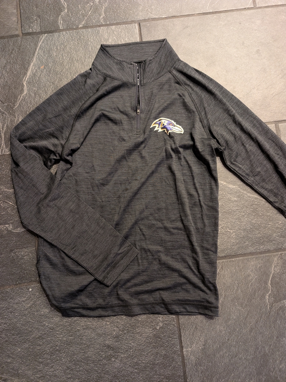 Fanatics Black Heather Quarter-Zip Pullover with Baltimore Ravens Logo